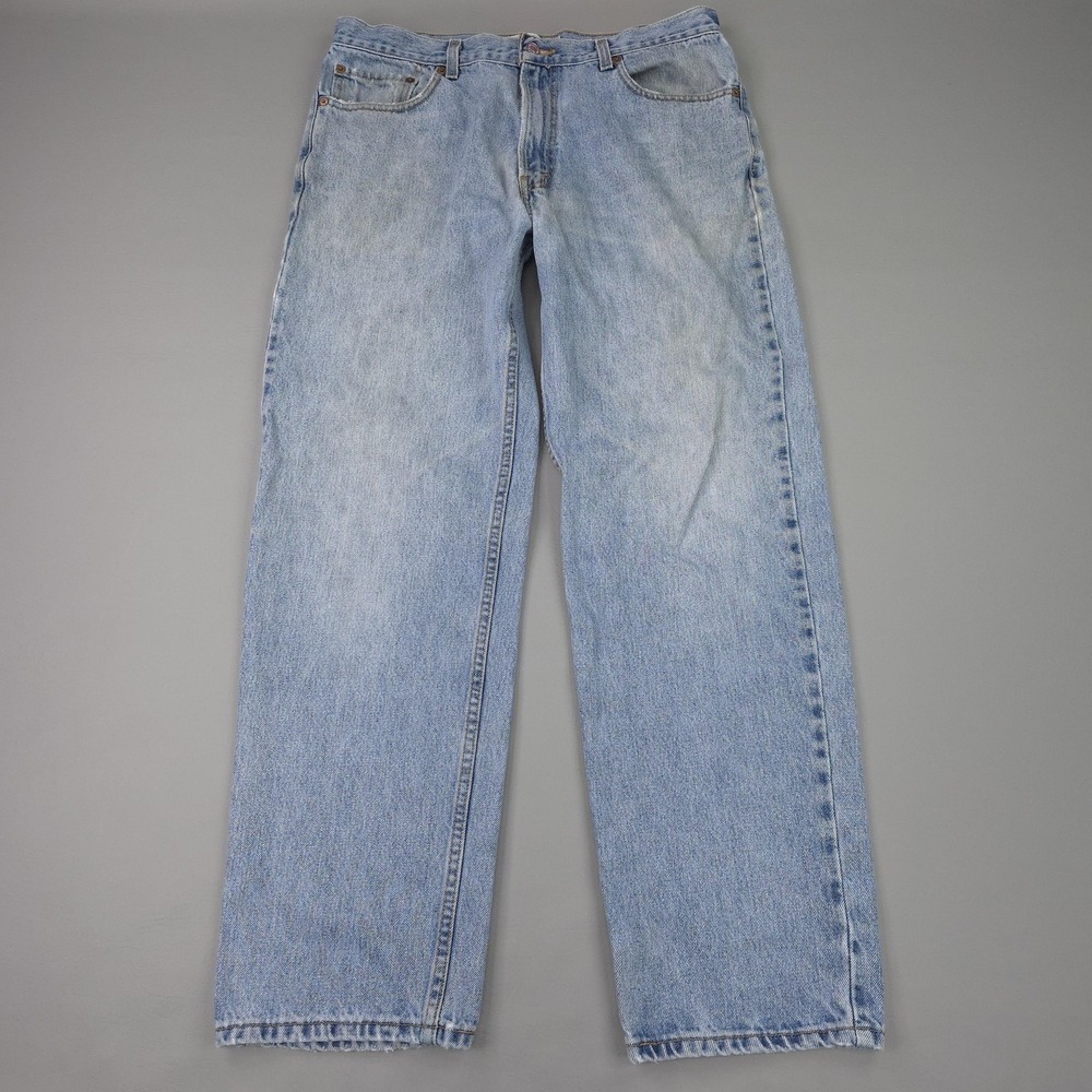 Levis 550 Jeans Mens 36x32 Blue Relaxed Fit Tapered Light Wash Denim Zip Fly